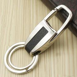 Luxury Leather Men Keychain Black Clasp Creative DIY Keyring Holder Car Key Chain For Men Jewelry Gift