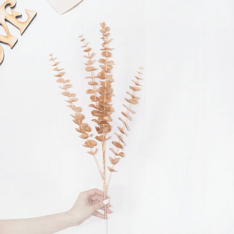 Goldene Serie Künstliche Blumen Konzentrischen Bouquet Eukalyptus Blätter Gefälschte Pflanzen Für Home Decor Hochzeit Weihnachten Party Blumen – Detail 18