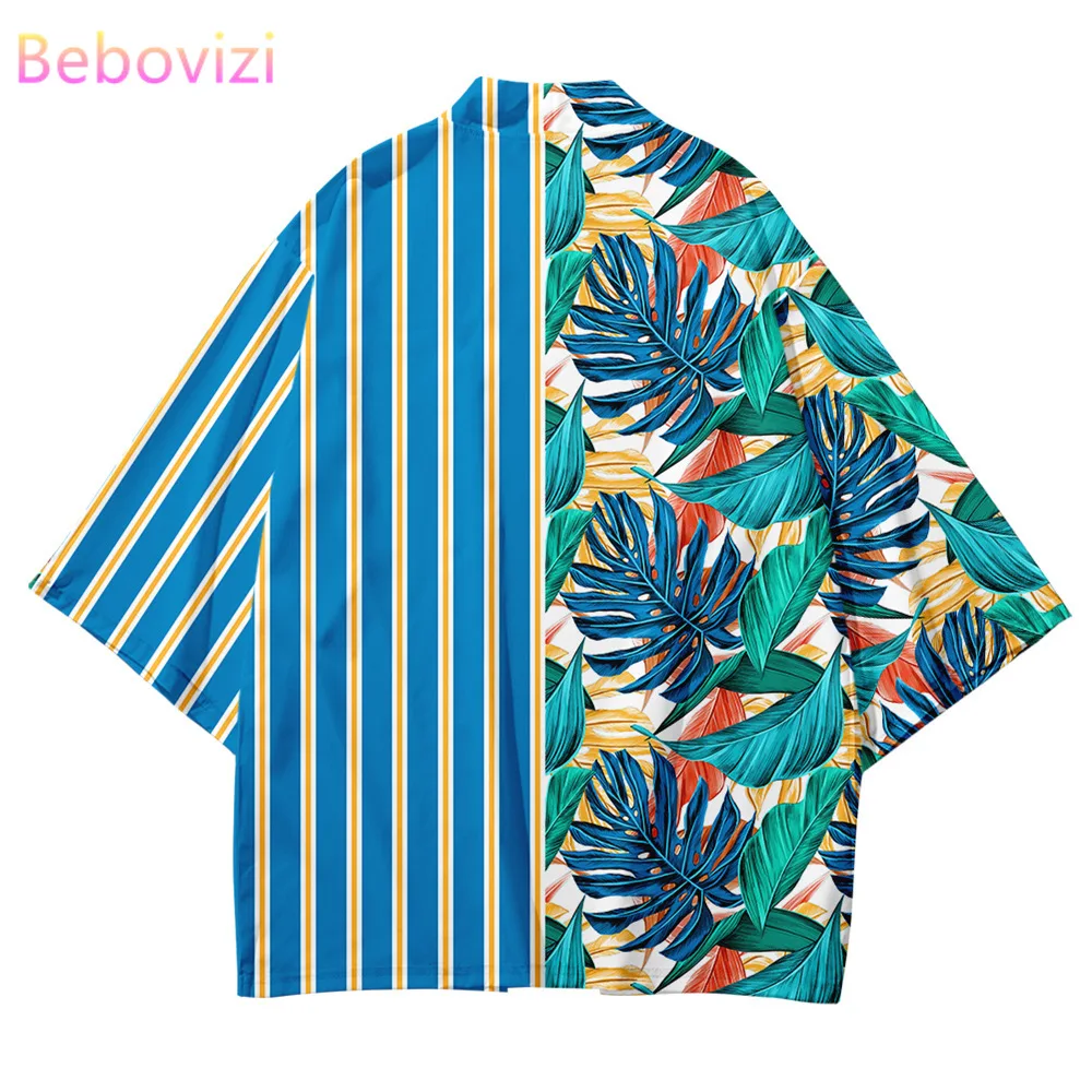 Geometry Stripes Patchwork Japanese Asian Harajuku Streetwear Cardigan Women Men Haori Kimono Cosplay Yukata Plus Size