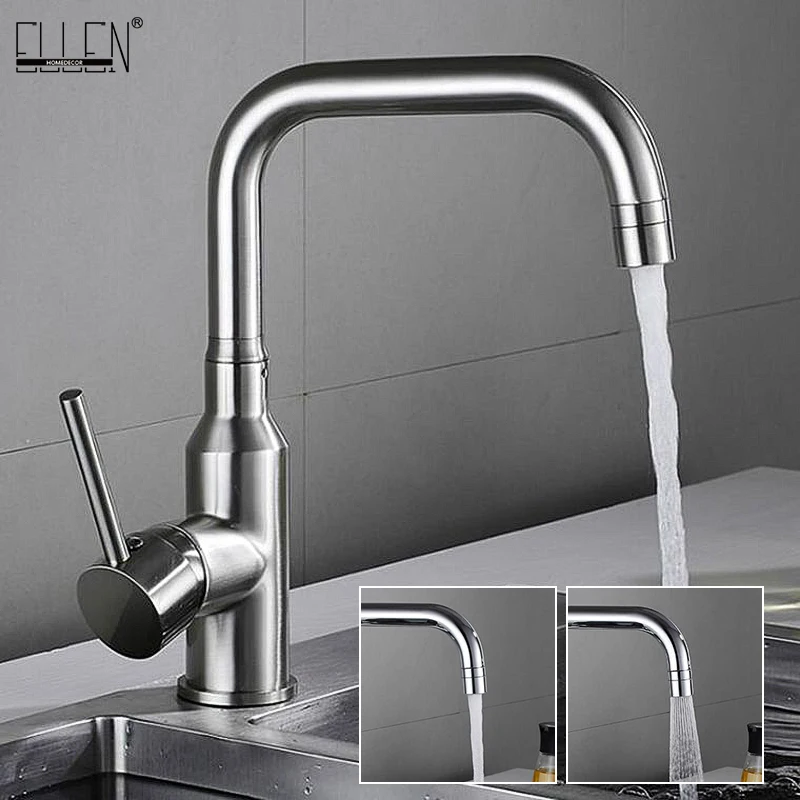 

Deck Mounted Kitchen Faucets Brushed Nickel Finished Hot Cold Water Crane Single Hold Black Kitchen Faucet Tap MLK9146