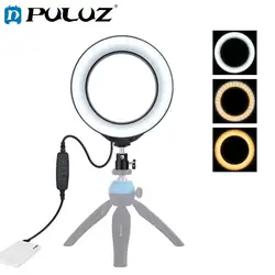 PULUZ 6.2 pollici USB 3 Modalità di Dimmable LED Ad Anello Sulla Fotocamera Luce Video con Scarpa Freddo Treppiede Testa A Sfera