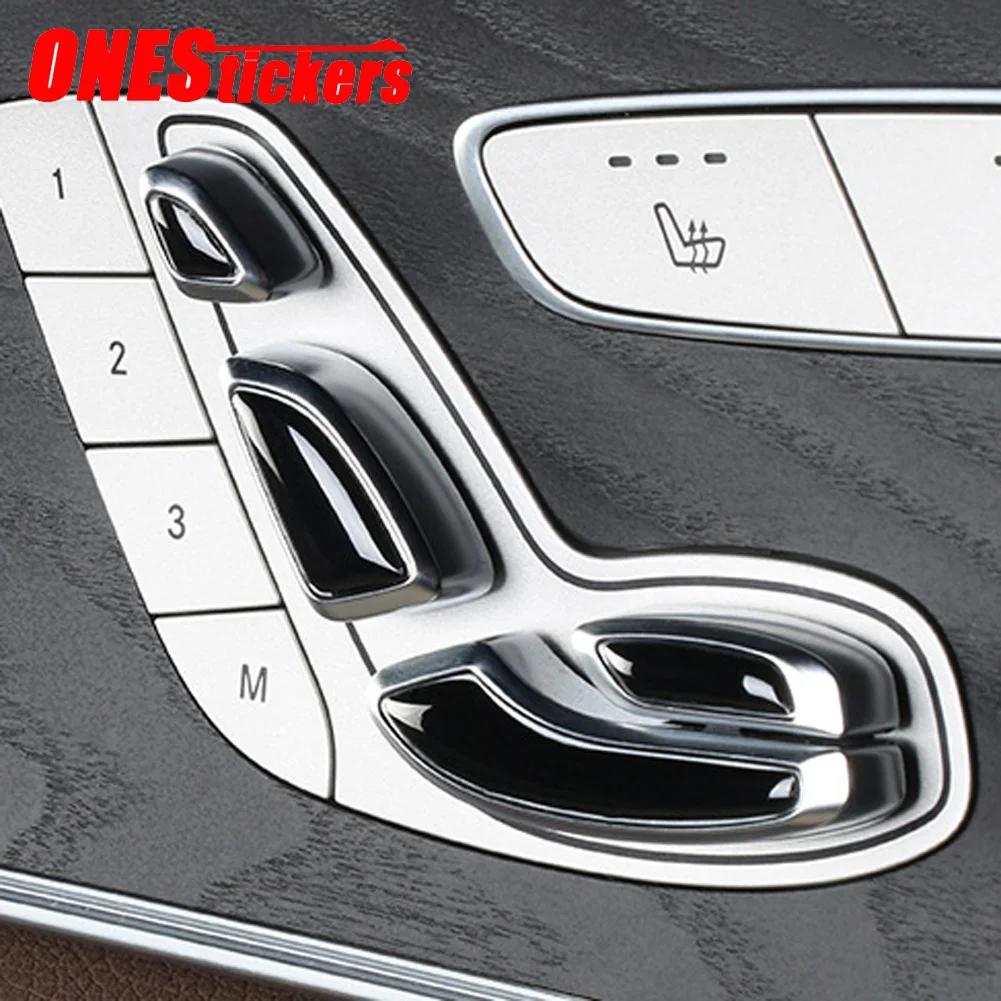 Pegatina embellecedora de cubierta de interruptor de botón de ajuste de asiento de Panel de puerta para Mercedes Benz E Class W213 C Class W205 GLC X253, accesorios de coche