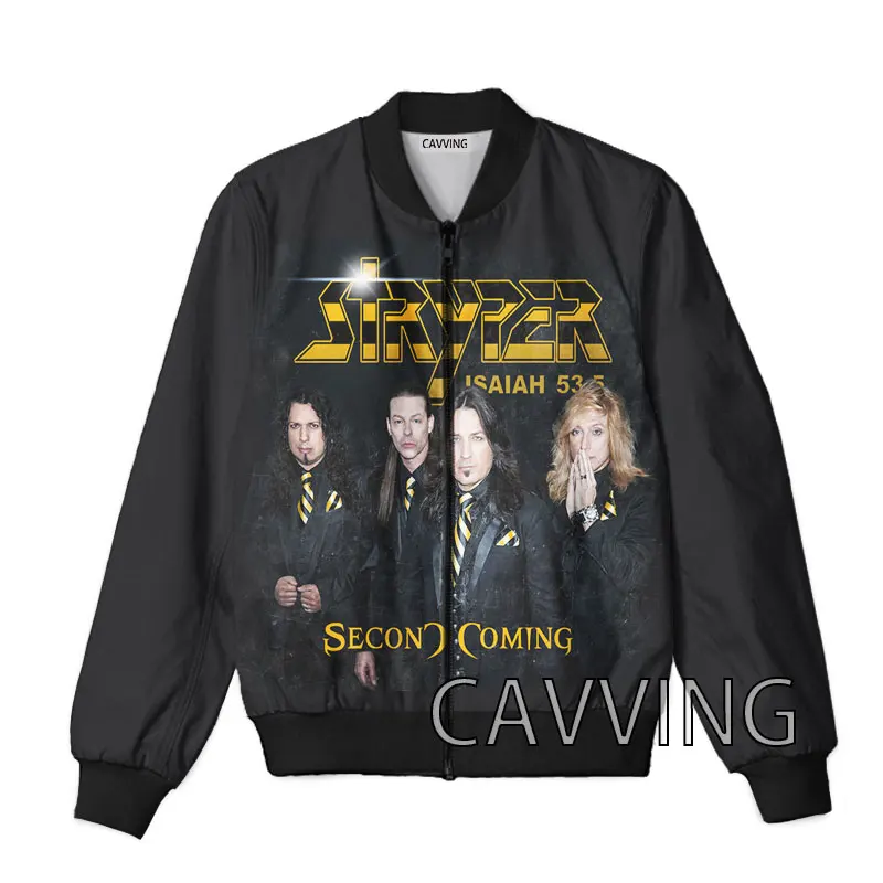 CAVVING 3D In Hình Stryper Rock Dây Kéo Áo Khoác Bomber Nam Áo Liền Quần Nam Phối Khóa Kéo Lên Áo Khoác Phao Nữ/Nam Z02