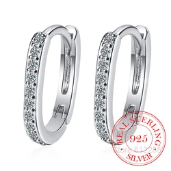 Coreano reale argento Sterling 925 Zirconia cristallo geometrico ovale fibbia orecchini a cerchio semplice per le donne regalo Unisex gioielli da festa