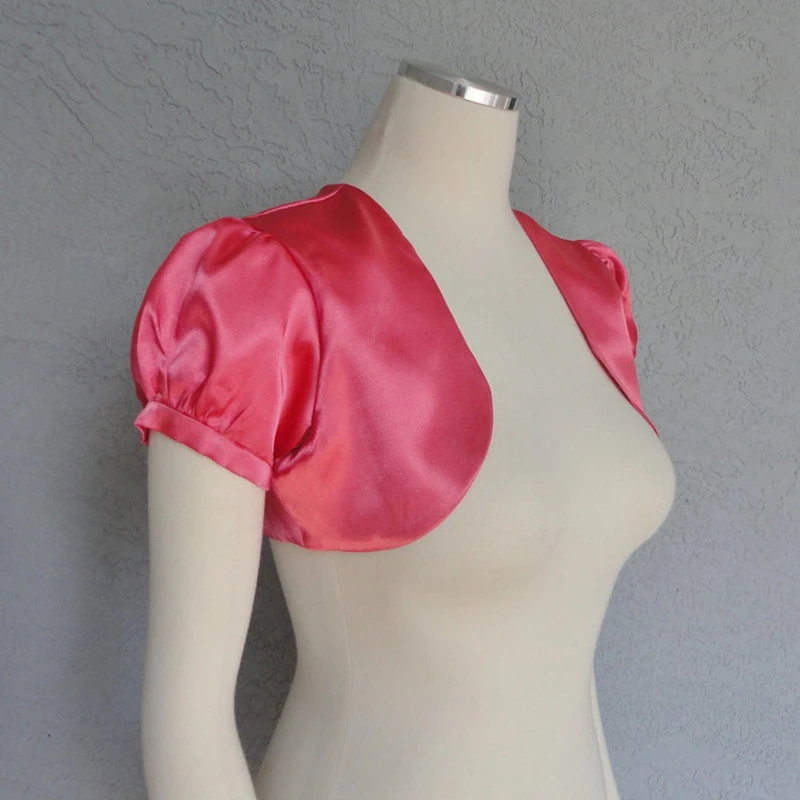 

Coral Color Satin Bolero Party Formal Women Bridal Shrug Bridesmaid Cape Shrugs Accessories Made to Order All Sizes Available