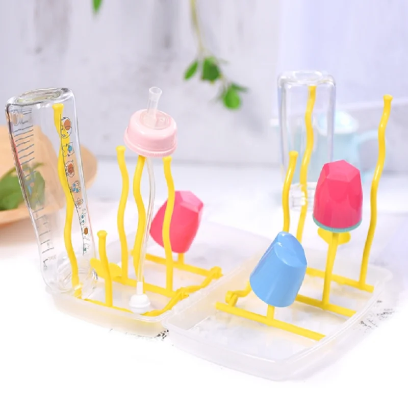 Baby Bottle Cleaning Dryer Rack Tree Storage Nipple Shelf Pacifier Feeding Cup Holder Drainer Double Sided Portable