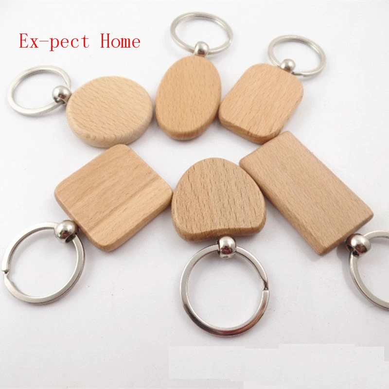 

250PCS Blank Rectangle Wooden Key Chain DIY Promotion Customized Key Tags Promotional Gifts