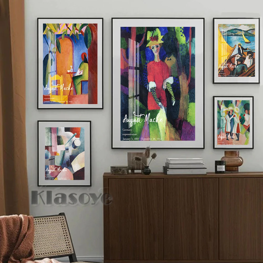 

August Macke Exhibition Museum Retro Poster Turkisches Cafe Gallery Quality Prints Woman In Park Canvas Painting Wall Art Decor