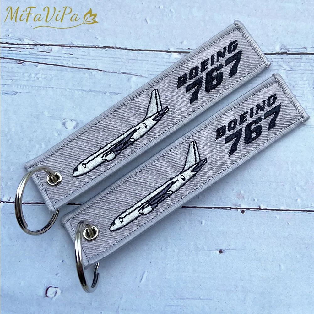 3 pçs moda trinket boeing 767 chaveiro pulseira de telefone cinza bordado aviação chaveiros para homens vôo tripulação presente chaveiros