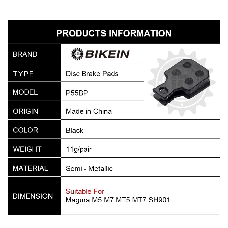 BIKEIN 4 Pairs Mountain Bicycle Hydraulic Brake Pad MTB Bike Parts for Magura M5 M7 MT5 MT7 SH901 Resin Ceramic Disc Brake Pads