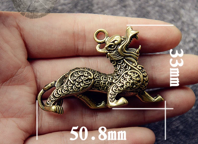 Mythical Beast Pure Copper brave troops  Desktop Ornament Brass Pendant Keychain Ornament m019