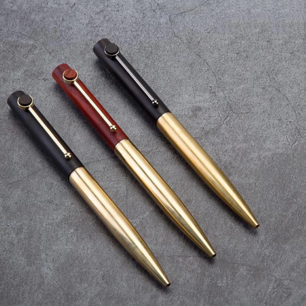 

ChinaTraditional Solid Wood + Brass Signature Pen Neutral Color Roller pen Metal Clip For Business and School as Luxury Gift