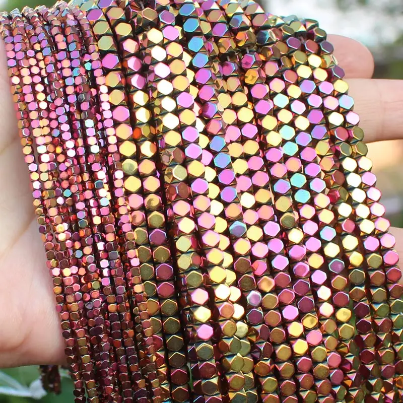 Very Shining! Faceted Square Hematite Beads 15inch, For DIY Jewelry Making, pendant,necklace