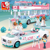 Princess Dream Romantic Wedding Party House Bus Friends Architecture Building Blocks Street View Kits Educational Toys For Girls