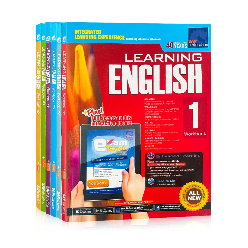 

6 Books/Set SAP Education 1- 6 Grade children Learn English Workbook kids homeschool Books Singapore Primary School writing book