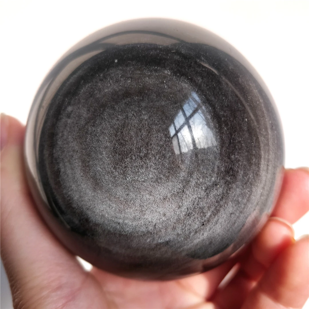 Top Quality Natural Silver Sheen Black Obsidian Crystal Spheres Reiki Healing Ball Business Gift Ward Off Evil Spirits Wicca