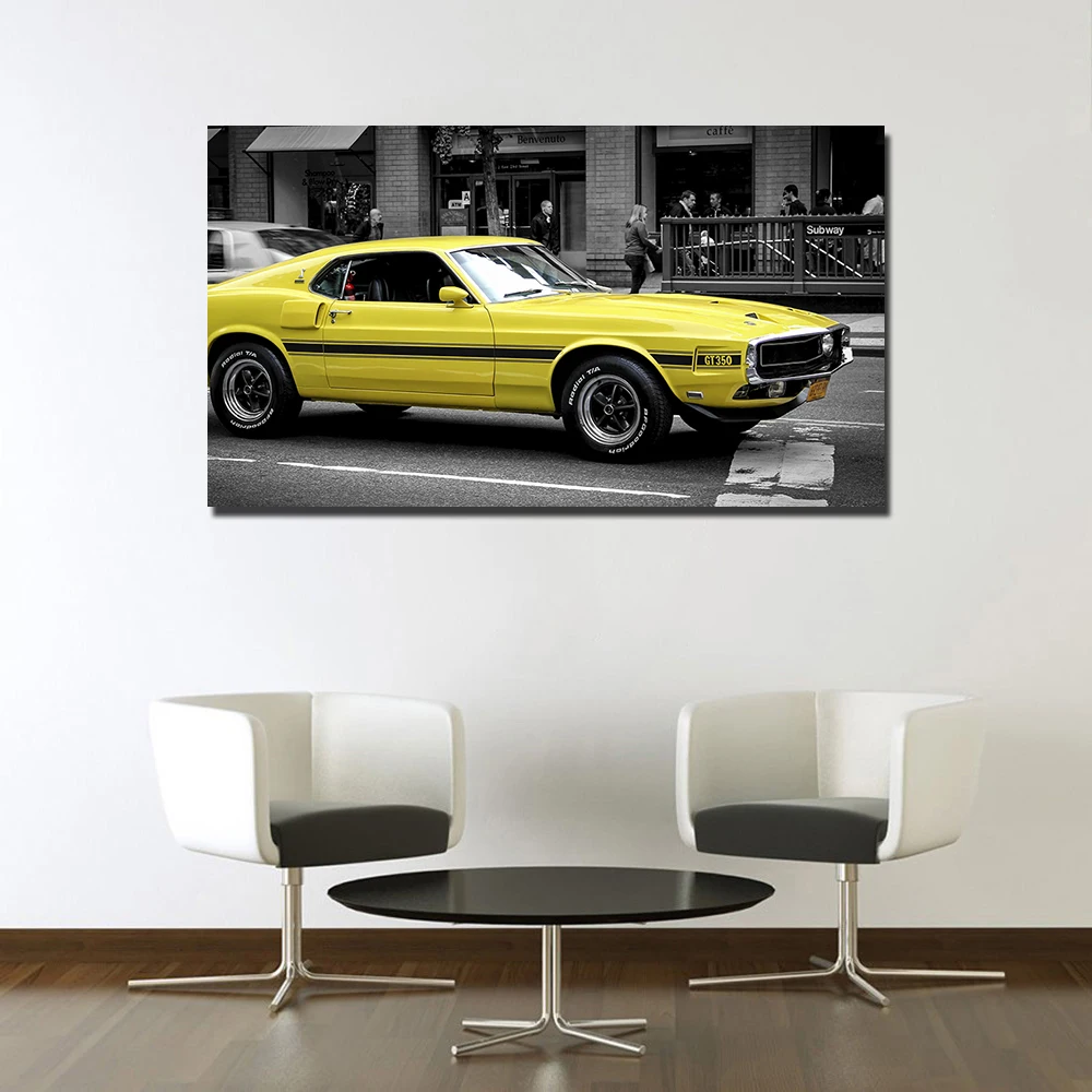 1969 Mustang GT350 Wallpaper Wall Art Posters and Prints Canvas Paintings For Living Room Decor