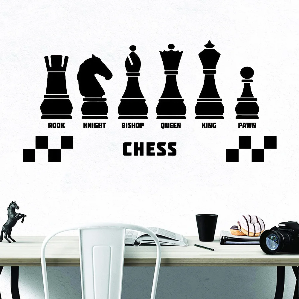 Chess Wall Stickers Removable Home Decor Club Intellectual Game Vinyl Teen Room Wall Decal Fashion Classroom Decoration Y635