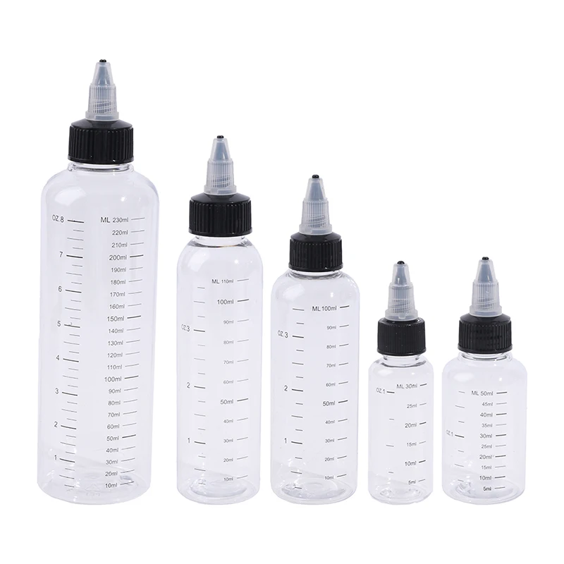 1Pcs 30/60/100/120/250ML Plastic tube Liquid Capacity Dropper Bottles Twist Top Cap Tattoo Pigment Ink Containers