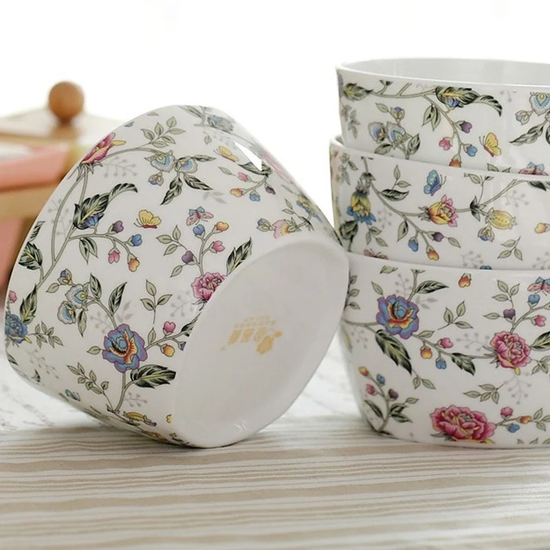 Real Bone China Floral Japanese Bowl Porcelain Small Snack Bowl Ceramic Mini Kitchen Bowl for Sauce Rice Bowl Dessert Bowl