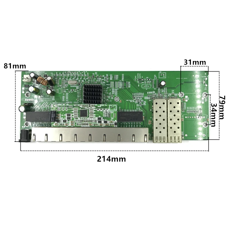 Reverse POE 10/100/1000M Gigabit Ethernet switch Ethernet Fiber Optical Single Mode 8 RJ45 UTP&2 SC fiber Port Board SFP3KM/20KM