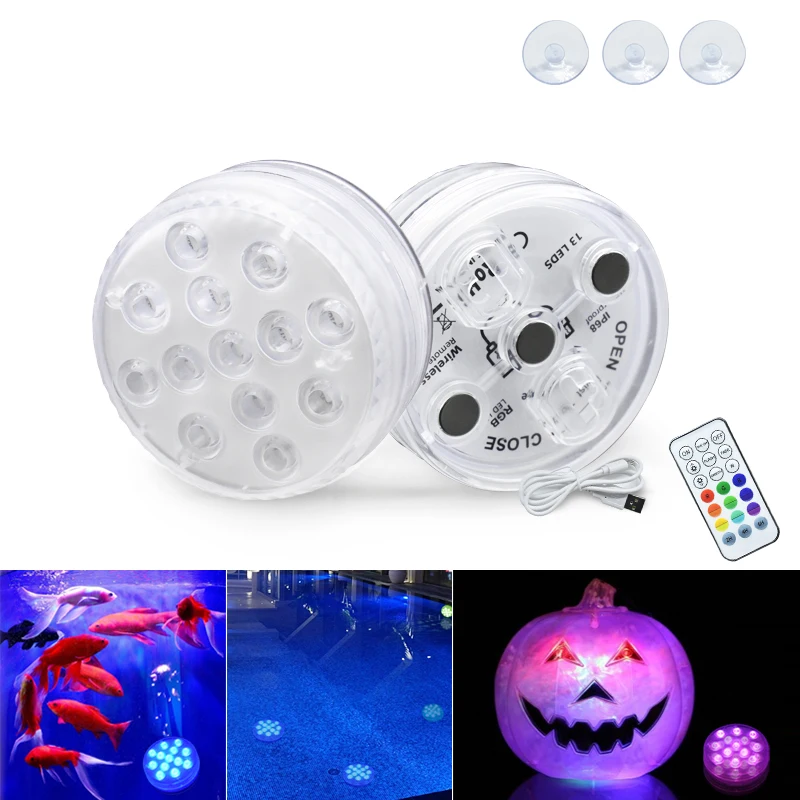 Led Onderwater Zwembad Licht Usb Opladen Draadloze Afstandsbediening Onderwaterlamp Decor Tuin Spa Waterdicht