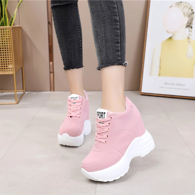 Women\'s Chunky Sneakers Winter Shoes Warm Plush High Heels Female Platform Shoe Casual Leather Chunky Shoes For Woman Sneaker