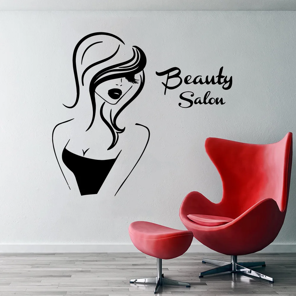 Beauty Salon Vinyl Wall Sticker Home Decorative Wall Paper For Living Room Bedroom Make Up Wall Art Sticker Murals