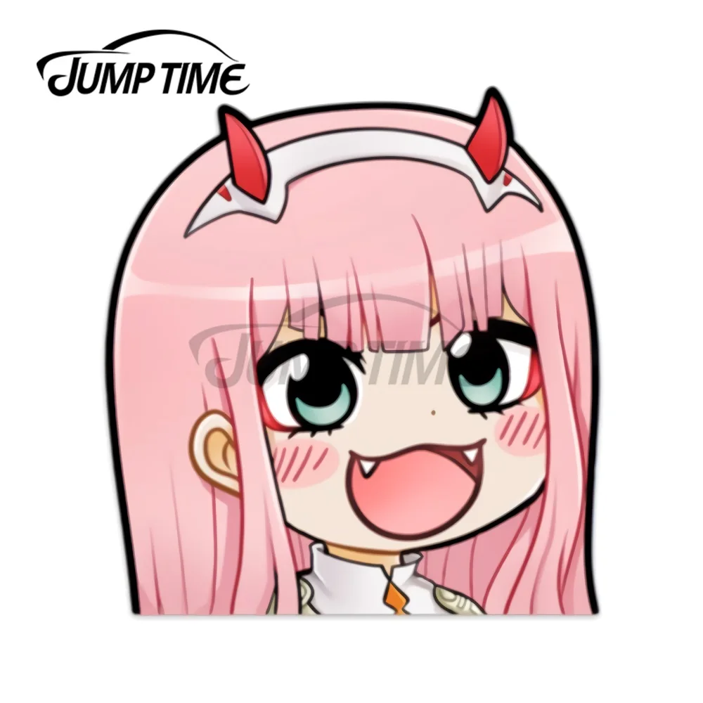 JumpTime 13 x11.2cm Cute Chibi Zero Two Darling In The Franxx Car Stickers Fashion Waterproof Graffiti Vinyl Material Decoration