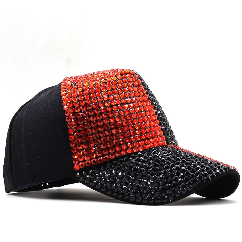 

New Rhinestones luxury pearl Sequins Baseball Cap For Women Summer Cotton Hat Girls Snapback Hip hop hat Gorras Casquette Bones