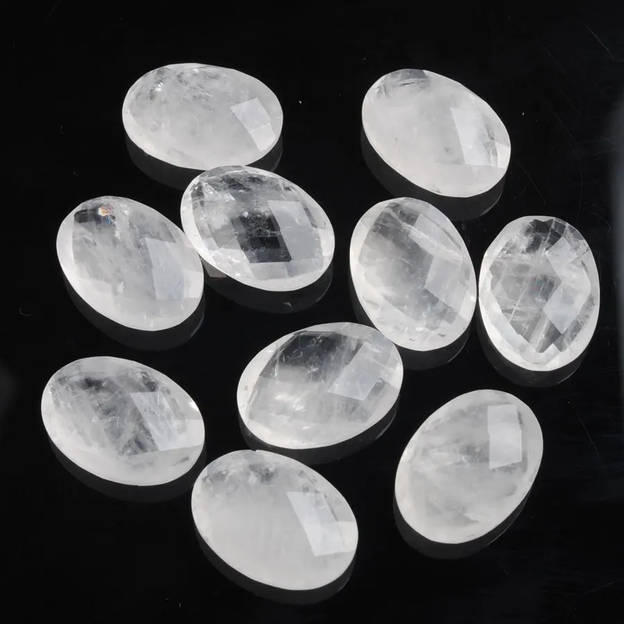 WOJIAER 13x18x6mm Oval Natural Stone Crystal Facted No Hole Cabochon Beads Jewelry Accessories Pendant&Neck DIY Make Z9041