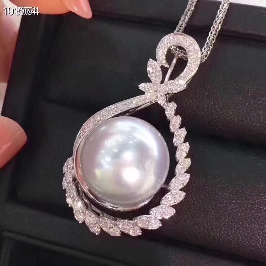 D404 Perle Anhänger Edlen Schmuck 925 Sterling Silber Natürliche Runde 11-12mm Süßwasser Weiß Perlen Anhänger Halsketten