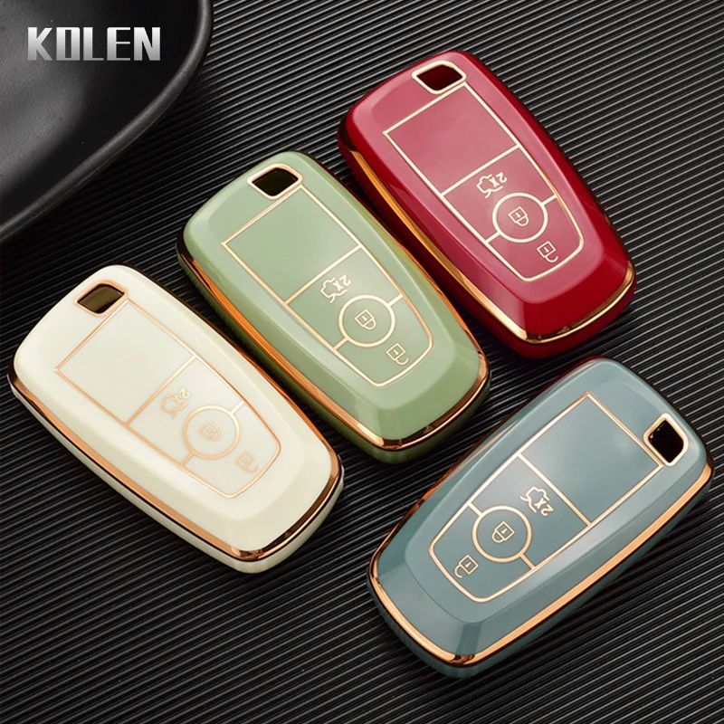 Plating TPU Car Key Case Shell Cover Fob For Ford Ecosport Mustang Edge Explorer Mondeo Fusion F150 F350 F450 Everest Lincoln