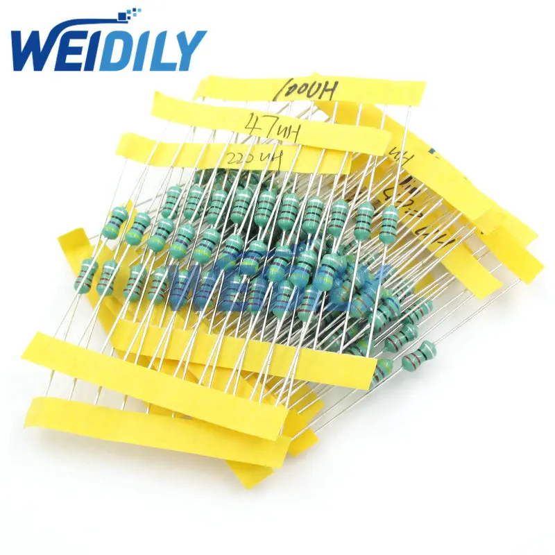 1/2W Inductors Color Ring Inductor Assortment 1UH-1MH 12valuesX10pcs=120pcs Inductors Assorted Set Kit