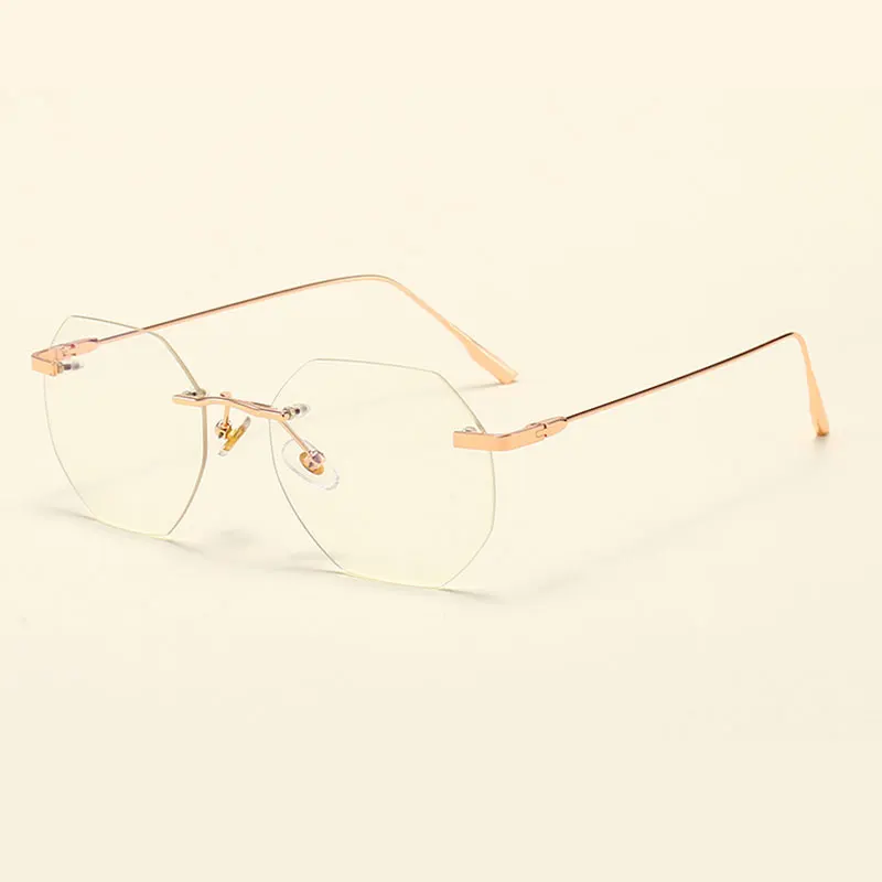 Metal Frame Glasses Rimless Eyewear Unisex Anti Blue Ray and Optical Eye Glasses New Arrival Spring Hinges Hot Selling