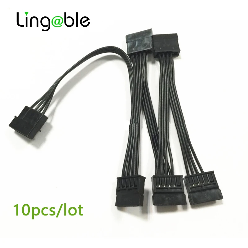 

Lingable 10pcs Molex 4pin IDE 1 to 5 SATA 15Pin Hard Drive Power Splitter Cable for DIY PC Sever 18AWG 4-pin to 15-pin Power