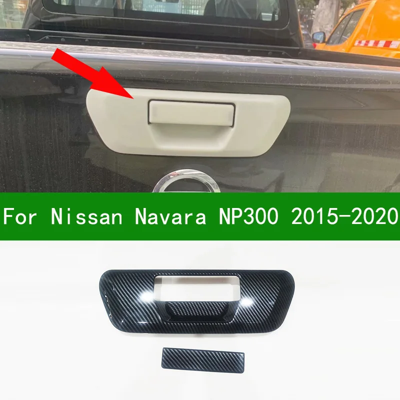 

For Nissan Navara NP300 2015-2020 Accessory glossy carbon fiber Car car side boot Trunk door handle bowl Trim 2016 2017 2018