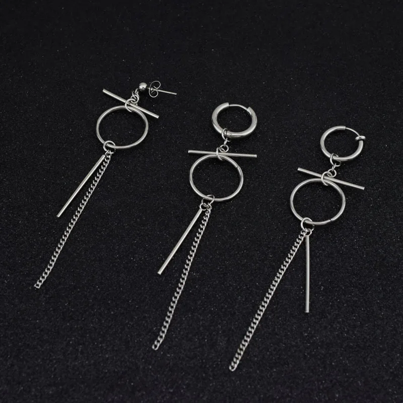 1Pair Tassel 2019 Korea Drop Earrings Pendant Drop male ear Accessories Fashion Wild Star Rings Asymmetrical male Earring Men