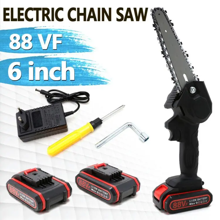 

1200W 6 Inch 88V Mini Electric Pruning Chain Saw Rechargeable Woodworking Chainsaw Garden Logging Cutter Tool with Battery