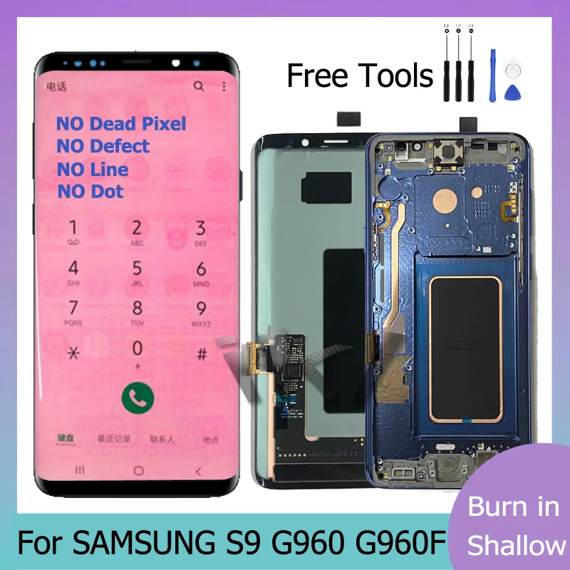 

Red Burn Super AMOLED For SAMSUNG Galaxy S9 LCD Display Pantalla Repair Touch Screen Digitizer S9 G960 G960F Screen Replacement