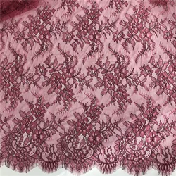 French Lace Fabrics 3 Meter Eyelash Chantilly Rose Red Fabric Lace Dress Sewing Crafts DIY Lace Fabrics Accessories