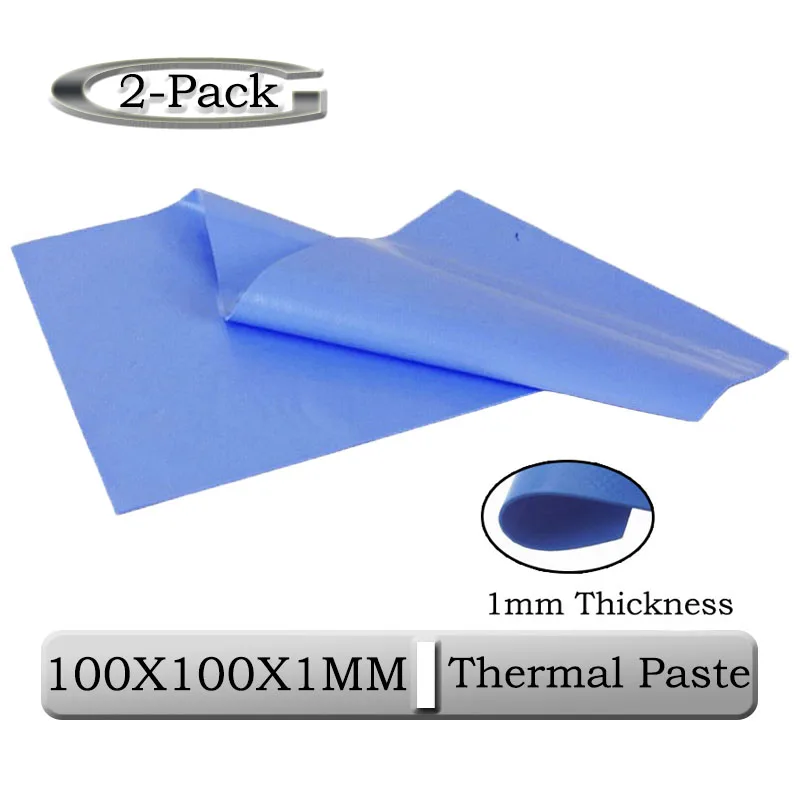 Gdstime-almohadilla de silicona conductora térmica azul, 100mm x 100mm x 1mm, 0,1 cm de espesor, 2 uds.