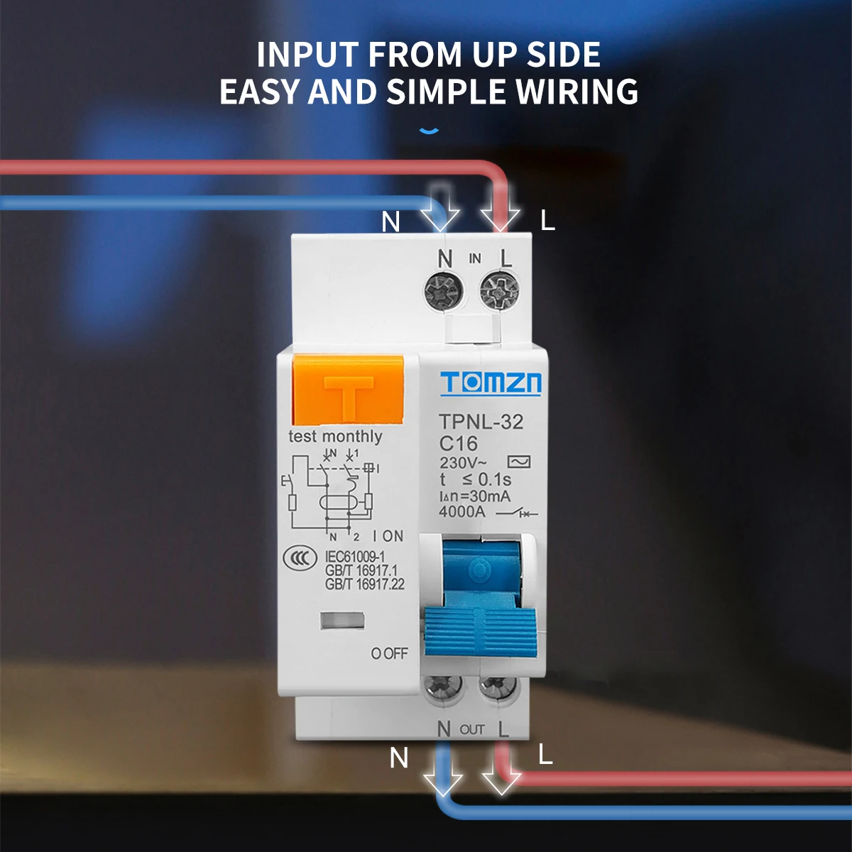 TPNL DPNL 230V 1P+N Residual Circuit Breaker with over and Short Current Leakage Protection RCBO MCB