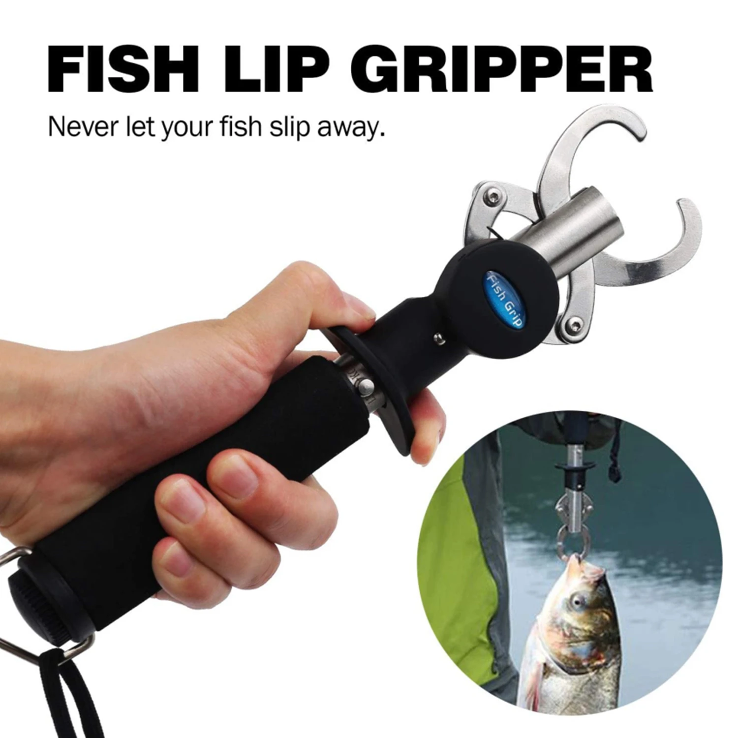 Fishing Gripper with Weighing and Ruler Stainless Steel Fish Grip Lip Clamp Grabber Control Fish Clamp Device Fishing Tackles