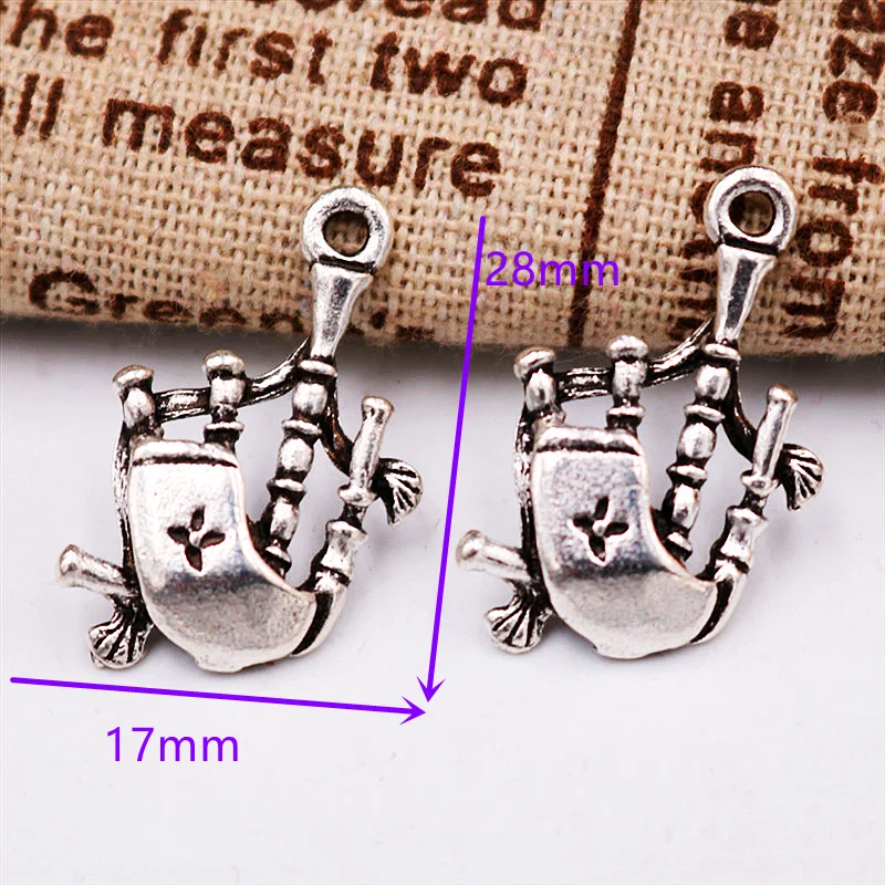 10pcs Silver Plated Scotland Musical Instruments Bagpipe National Style Bracelet Pendant DIY Charms For Jewelry Carfts Making