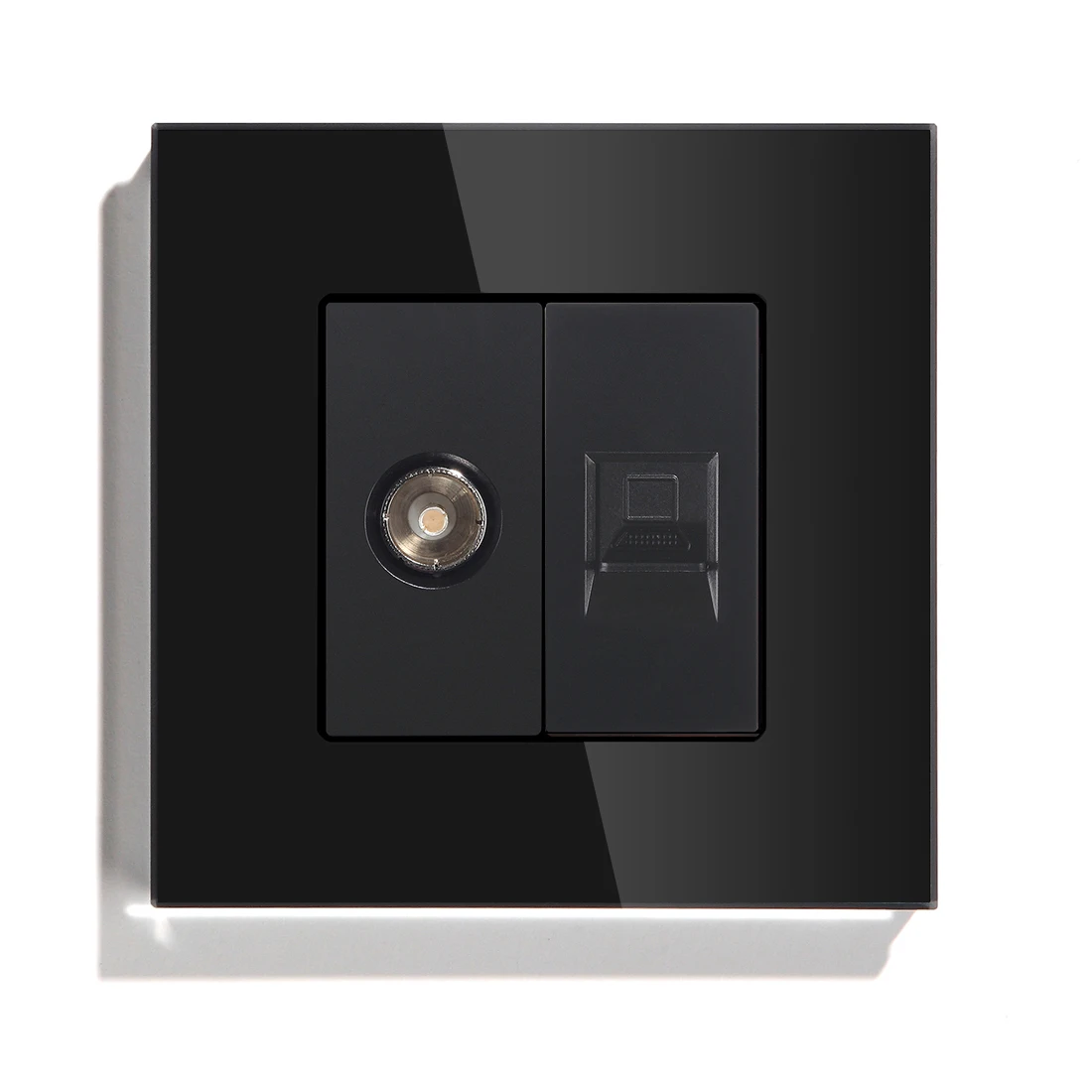 BSEED-مقبس حائط تلفزيون ، CAT5 ، الإنترنت ، لوحة زجاجية مقسّى ، أبيض ، أسود ، ذهبي