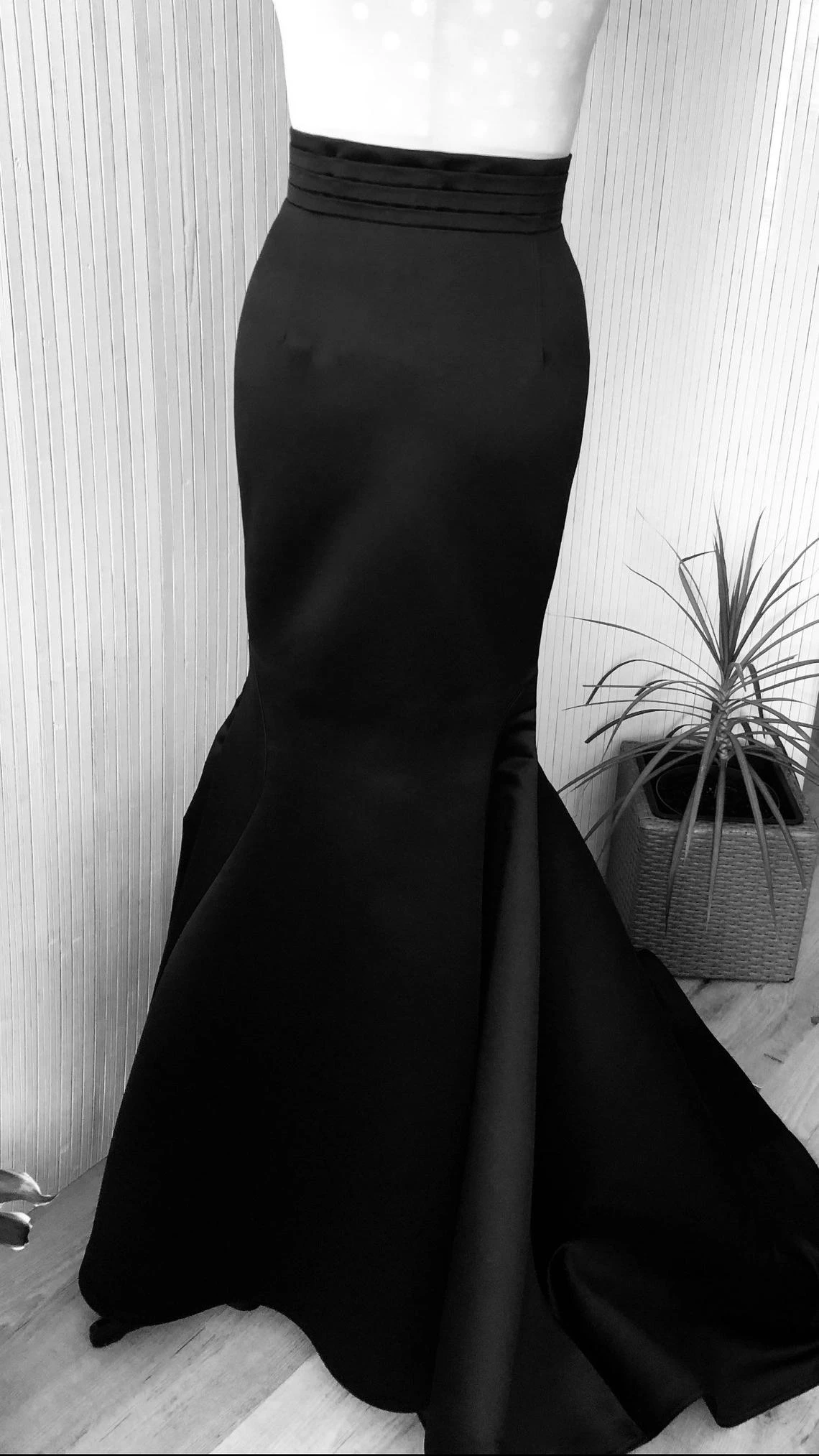 Elegant Satin Long Skirt Floor Length Silhouette Fishtail Skirt Pure Black Mermaid Skirt Custom Made Color & Size High Quality