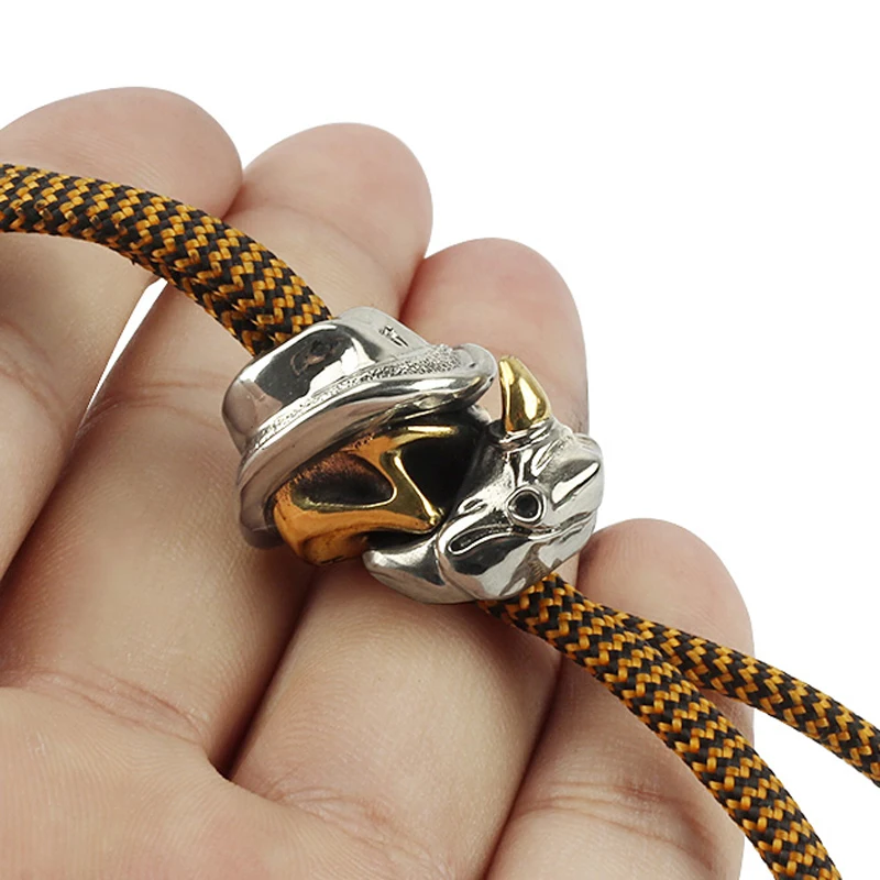 

Медь белая шляпа носорог Паракорд кулон "сделай сам", для повседневного использования, животное носорог латунь Ножи бусины зонтик веревка шнур бусины