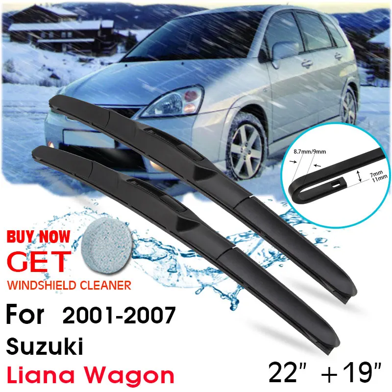 

Car Wiper Blade Front Window Windshield Rubber Silicon Refill Wipers For Suzuki Liana Wagon 2001-2007 22"+19" Car Accessories