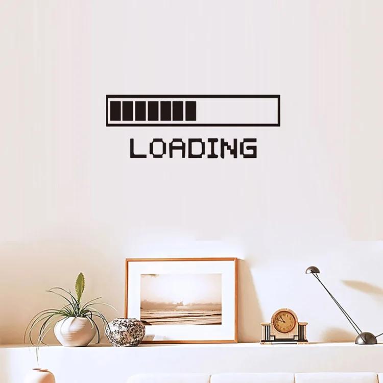 Kreativer Wandaufkleber mit LOADING-Muster, geschnitzt, für Wohnzimmer, Spielzimmer, Jungenzimmer, Heimdekoration, Kunst-Aufkleber, Türdekoration, Tapete – Detail 4
